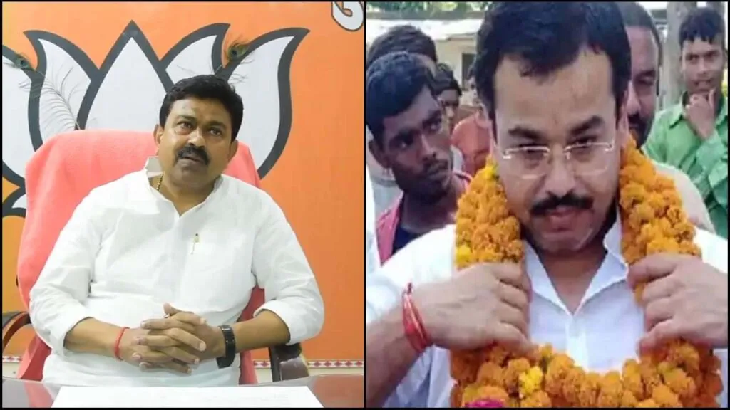 (Left) Union Minister of State for Home Ajay Mishra and (Right) Ajay Mishra’s son Ashish Mishra